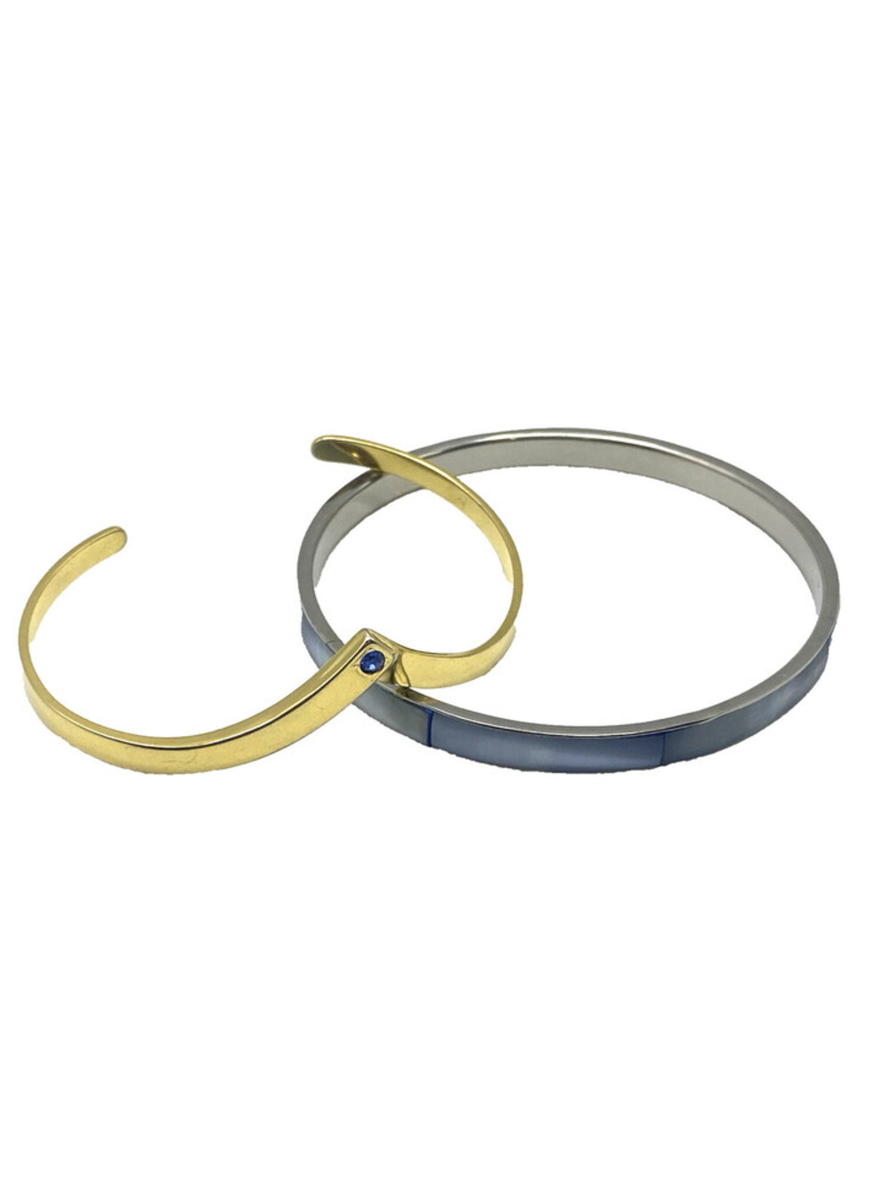 Gold Tone Wishbone Sparkle Bracelet (Simulated Sapphire) Vintage